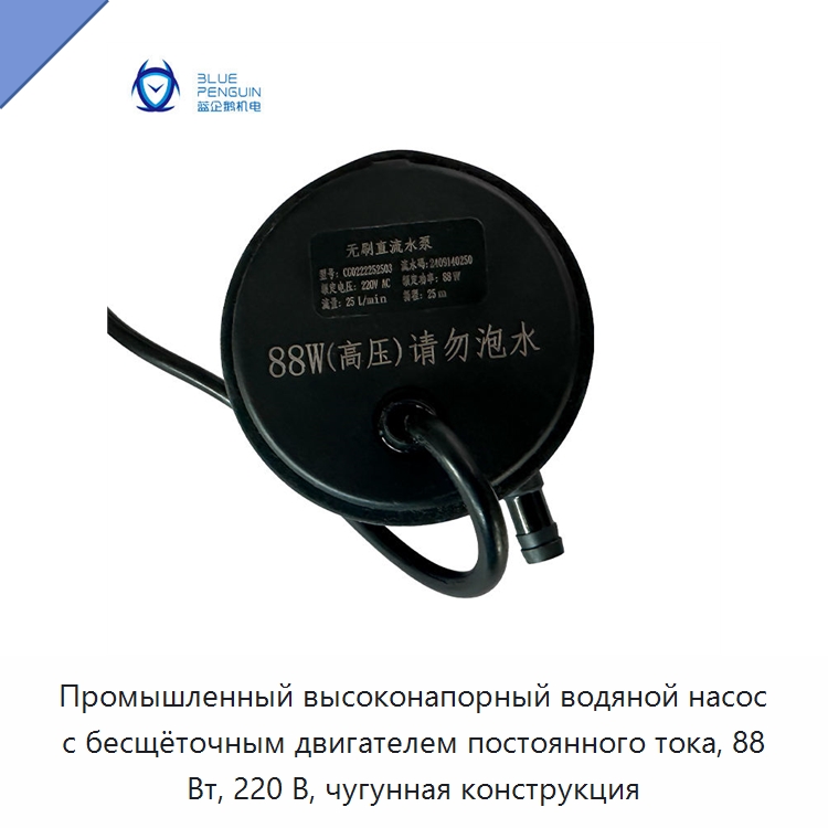 Промышленный высоконапорный водяной насос с бесщёточным двигателем постоянного тока, 88 Вт, 220 В, чугунная конструкция — Насосы