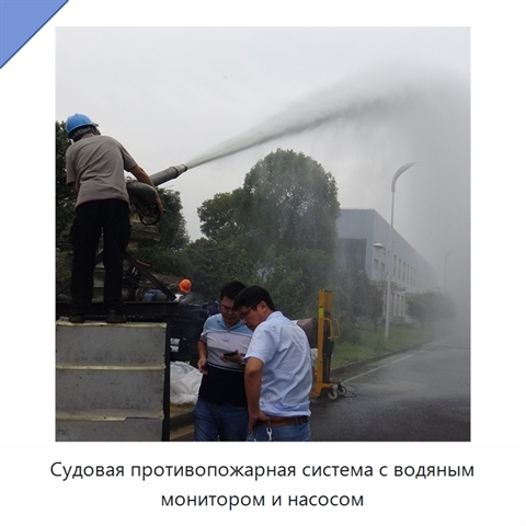 Судовая противопожарная система с водяным монитором и насосом