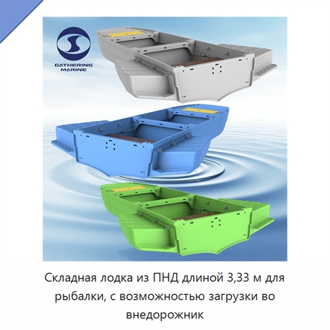 Складная лодка из ПНД длиной 3,33 м для рыбалки, с возможностью загрузки во внедорожник