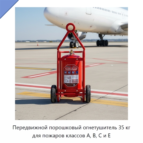 Передвижной порошковый огнетушитель 35 кг для пожаров классов A, B, C и E