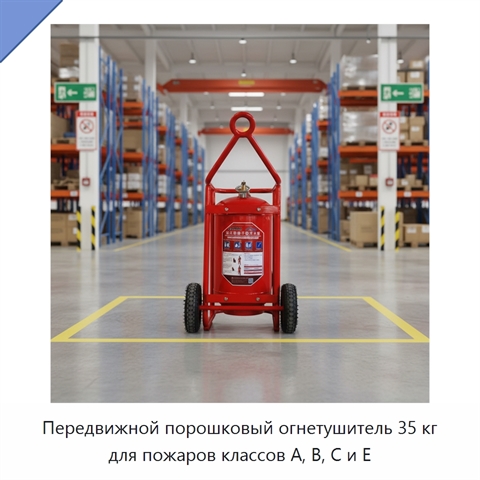 Передвижной порошковый огнетушитель 35 кг для пожаров классов A, B, C и E