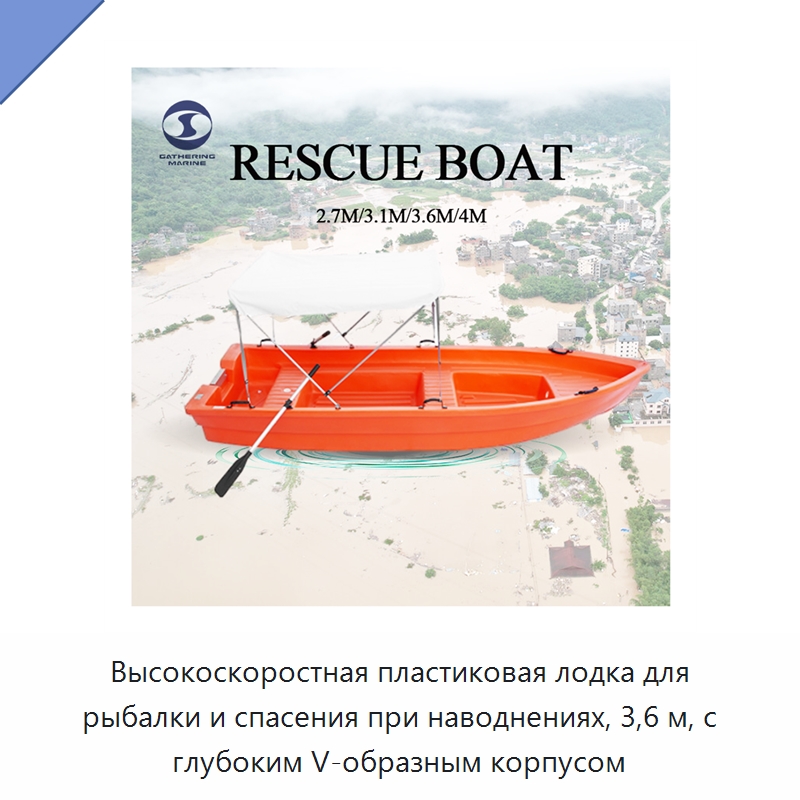 Высокоскоростная пластиковая лодка для рыбалки и спасения при наводнениях, 3,6 м, с глубоким V-образным корпусом — Плавсредства для водных развлечений