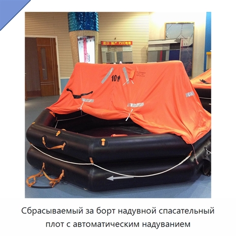 Сбрасываемый за борт надувной спасательный плот с автоматическим надуванием