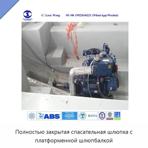 Полностью закрытая спасательная шлюпка с платформенной шлюпбалкой