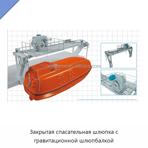 Закрытая спасательная шлюпка с гравитационной шлюпбалкой