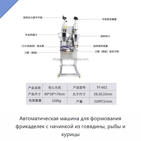 Автоматическая машина для формования фрикаделек с начинкой из говядины, рыбы и курицы