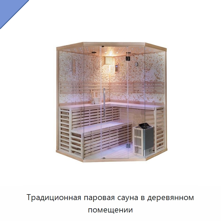 Традиционная паровая сауна в деревянном помещении — Гидромассажные ванны и саунные кабины