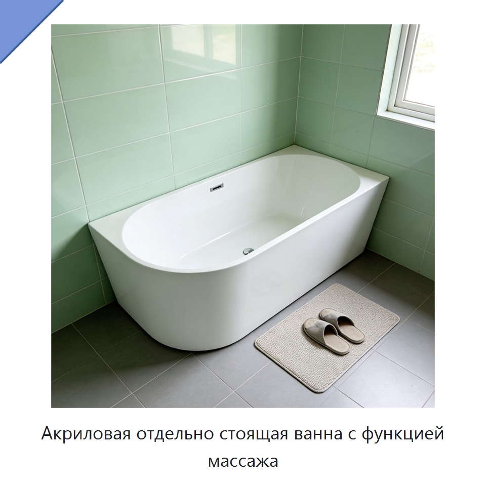Акриловая отдельно стоящая ванна с функцией массажа — Ванны и гидромассажные ванны