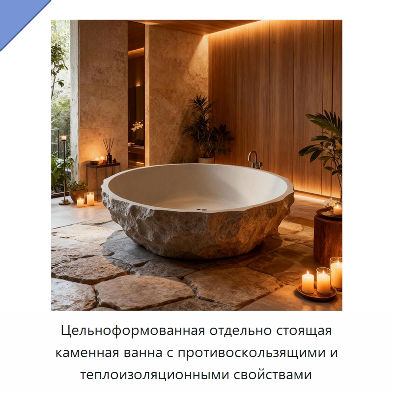 Цельноформованная отдельно стоящая каменная ванна с противоскользящими и теплоизоляционными свойствами — Ванны и гидромассажные ванны