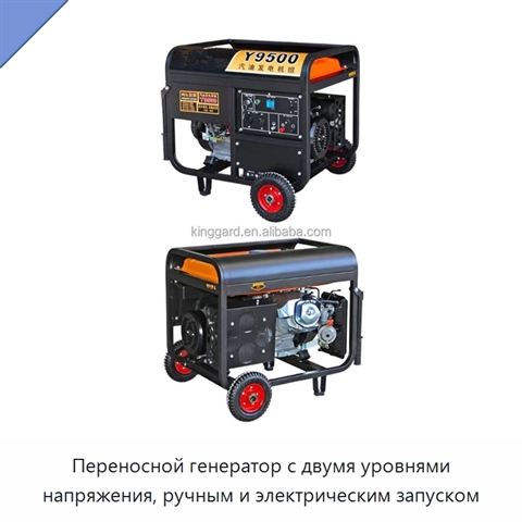 Переносной генератор с двумя уровнями напряжения, ручным и электрическим запуском