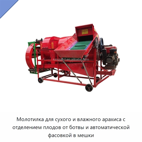 Молотилка для сухого и влажного арахиса с отделением плодов от ботвы и автоматической фасовкой в мешки