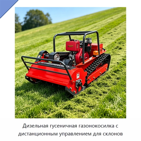 Дизельная гусеничная газонокосилка с дистанционным управлением для склонов