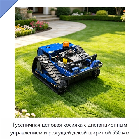 Гусеничная цеповая косилка с дистанционным управлением и режущей декой шириной 550 мм