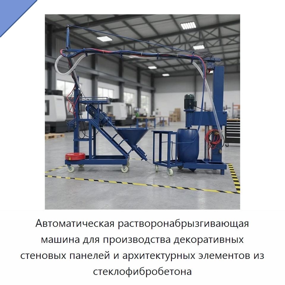 Автоматическая растворонабрызгивающая машина для производства декоративных стеновых панелей и архитектурных элементов из стеклофибробетона — Штукатурные станции