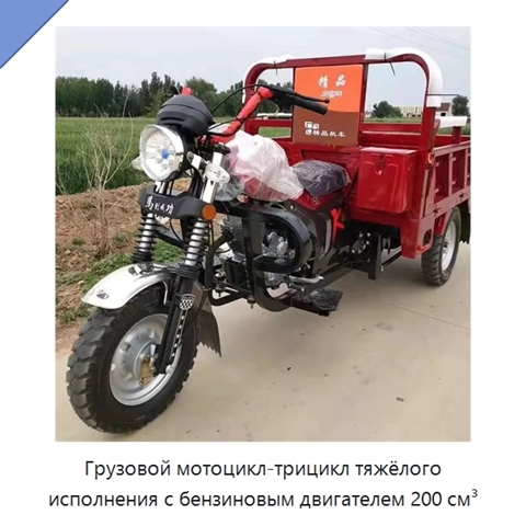 Грузовой мотоцикл-трицикл тяжёлого исполнения с бензиновым двигателем 200 см³