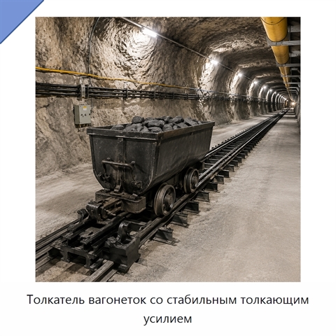 Толкатель вагонеток со стабильным толкающим усилием