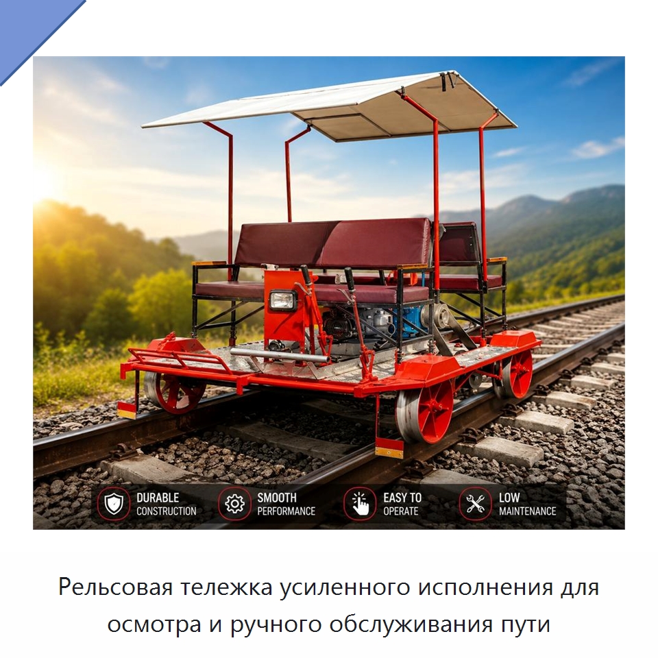 Рельсовая тележка усиленного исполнения для осмотра и ручного обслуживания пути — Специальные сельскохозяйственные машины