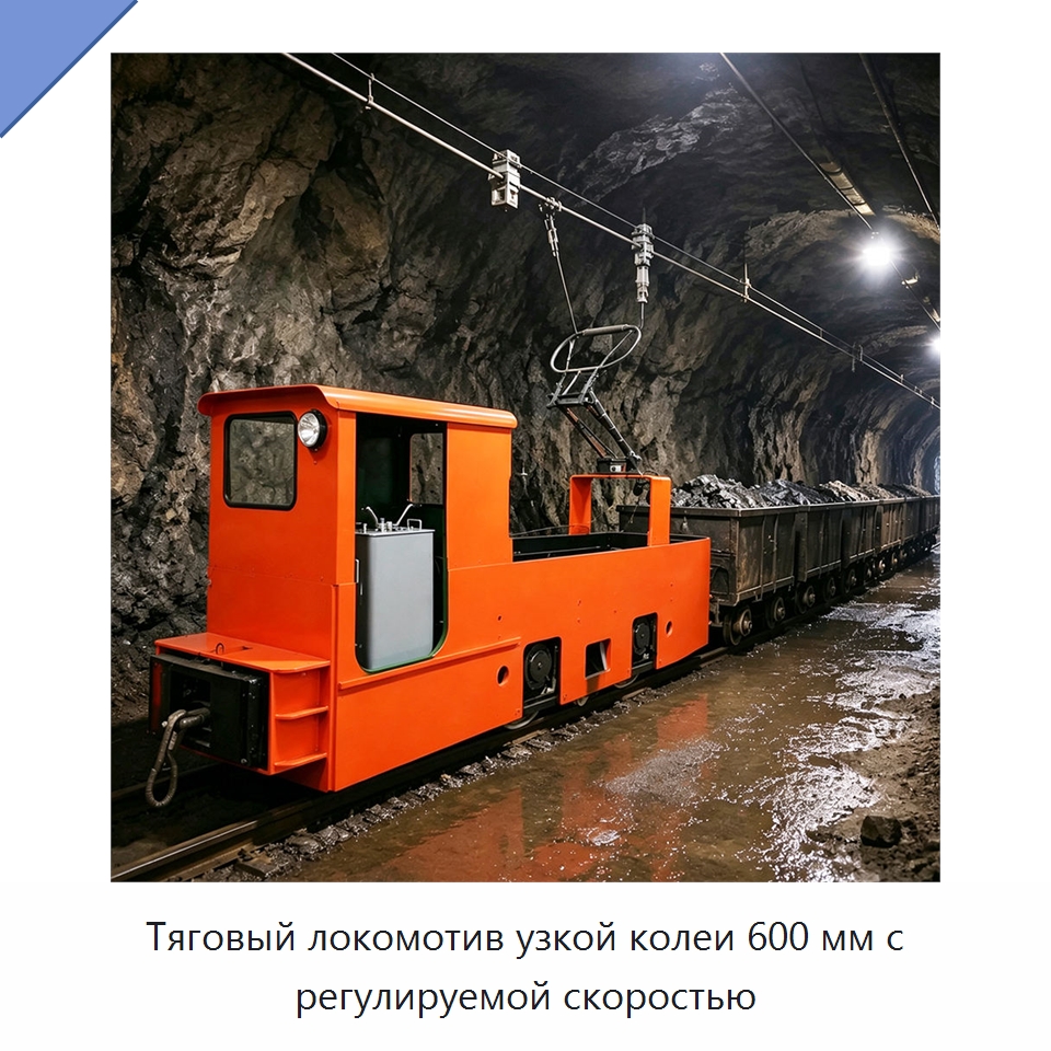 Тяговый локомотив узкой колеи 600 мм с регулируемой скоростью — Горнодобывающее оборудование
