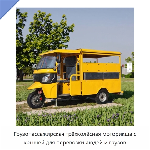 Грузопассажирская трёхколёсная моторикша с крышей для перевозки людей и грузов