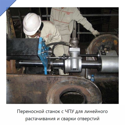 Переносной станок с ЧПУ для линейного растачивания и сварки отверстий