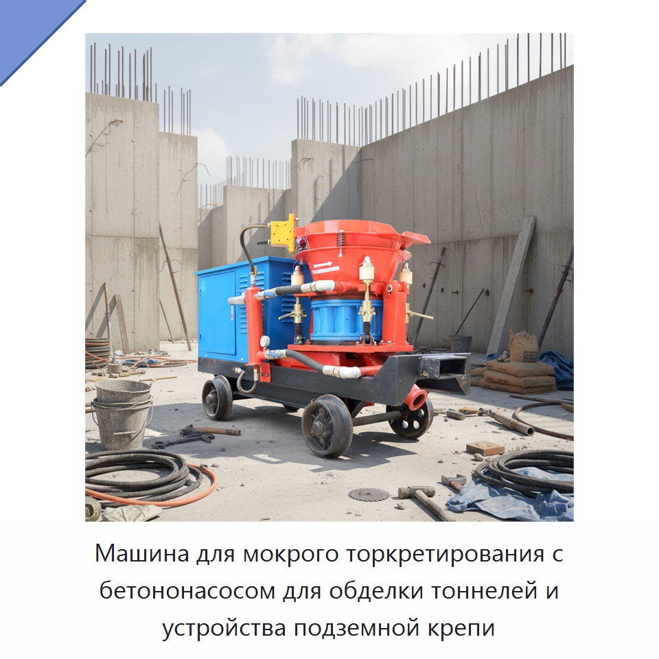 Машина для мокрого торкретирования с бетононасосом для обделки тоннелей и устройства подземной крепи — Оборудование для работы с бетоном