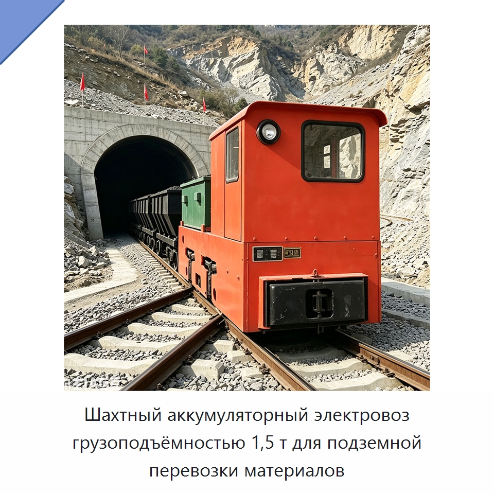 Шахтный аккумуляторный электровоз грузоподъёмностью 1,5 т для подземной перевозки материалов — Горнодобывающее оборудование