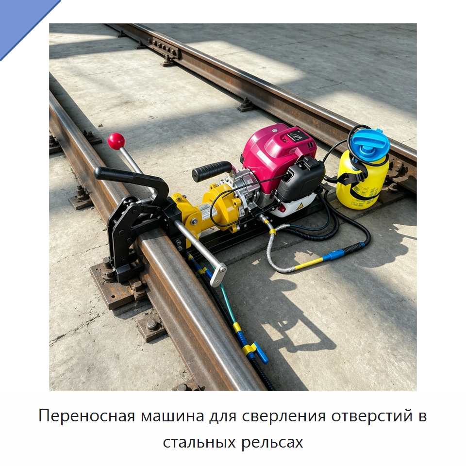 Переносная машина для сверления отверстий в стальных рельсах — Горнодобывающее оборудование