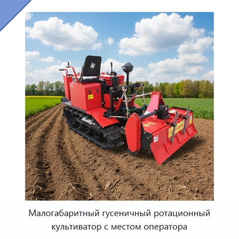 Малогабаритный гусеничный ротационный культиватор с местом оператора