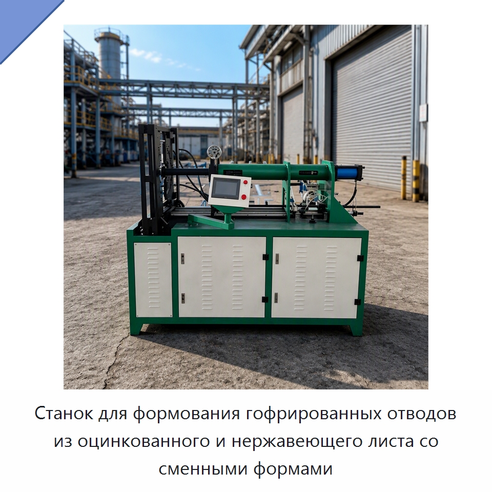 Станок для формования гофрированных отводов из оцинкованного и нержавеющего листа со сменными формами — Специальные машины и промышленное оборудование