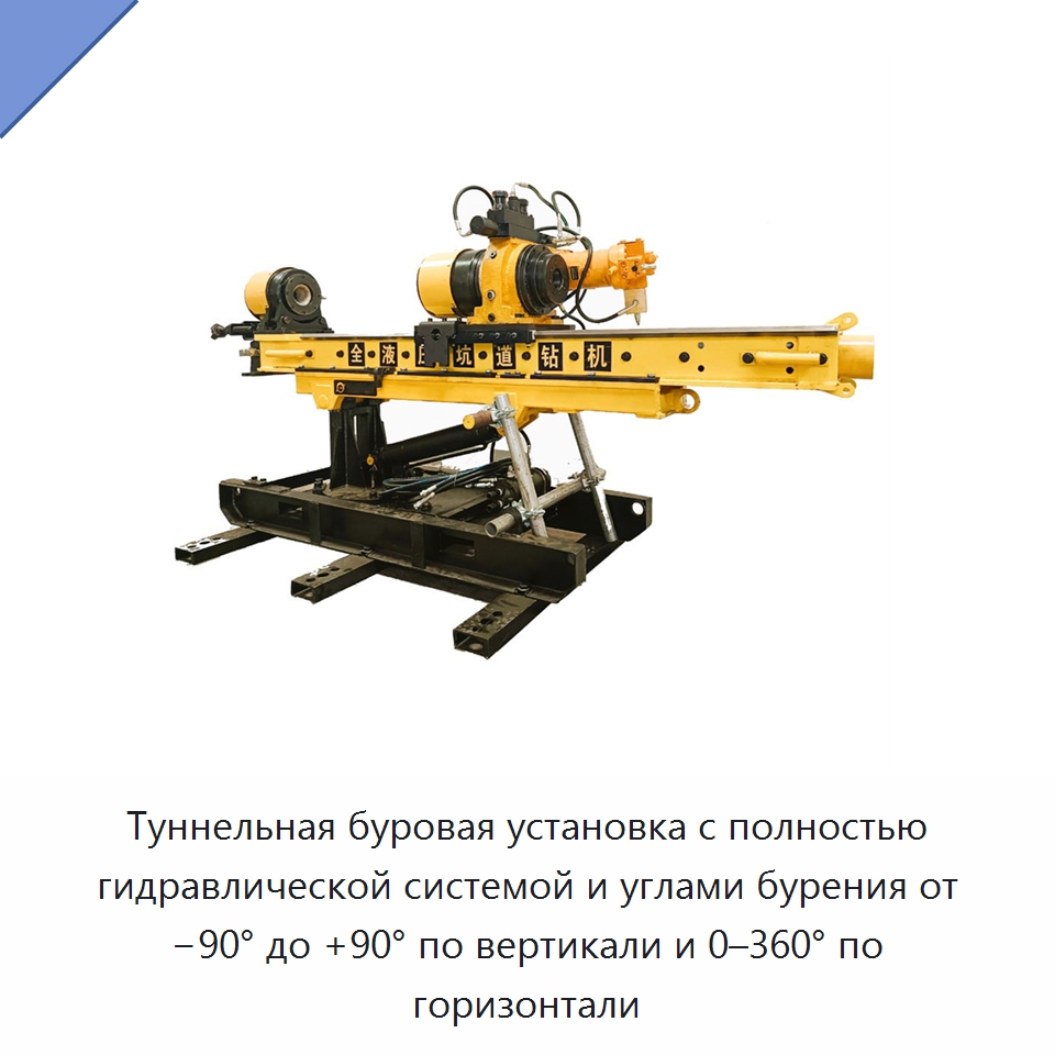 Туннельная буровая установка с полностью гидравлической системой и углами бурения от −90° до +90° по вертикали и 0–360° по горизонтали — Горнодобывающее оборудование