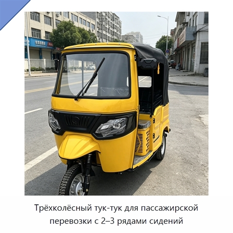 Трёхколёсный тук-тук для пассажирской перевозки с 2–3 рядами сидений