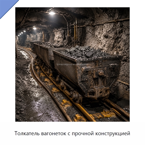 Толкатель вагонеток с прочной конструкцией