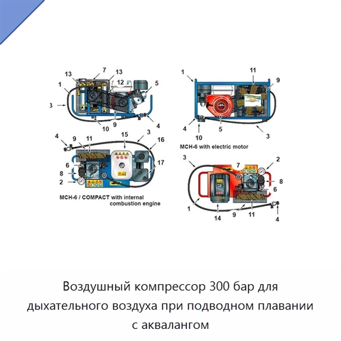 Воздушный компрессор 300 бар для дыхательного воздуха при подводном плавании с аквалангом