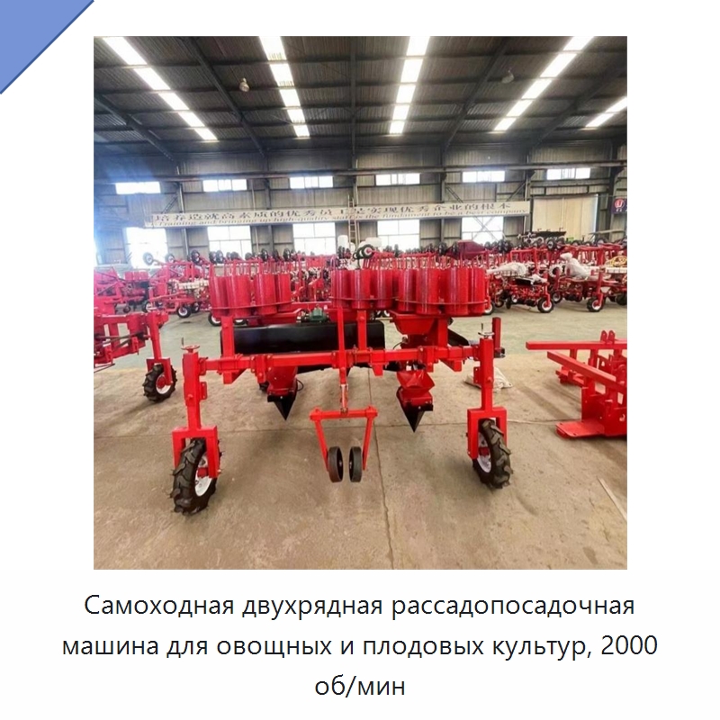 Самоходная двухрядная рассадопосадочная машина для овощных и плодовых культур, 2000 об/мин — Сеялки и рассадопосадочные машины