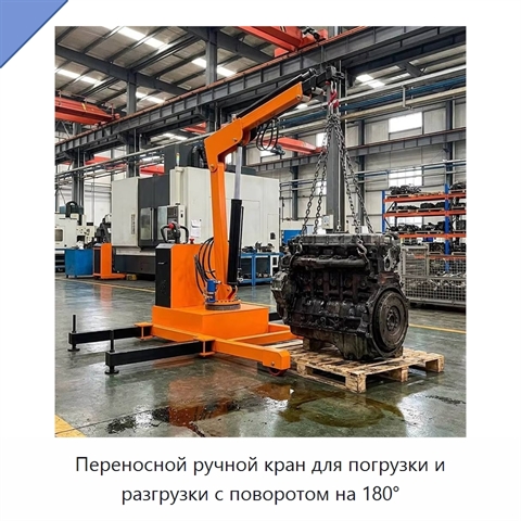 Переносной ручной кран для погрузки и разгрузки с поворотом на 180°