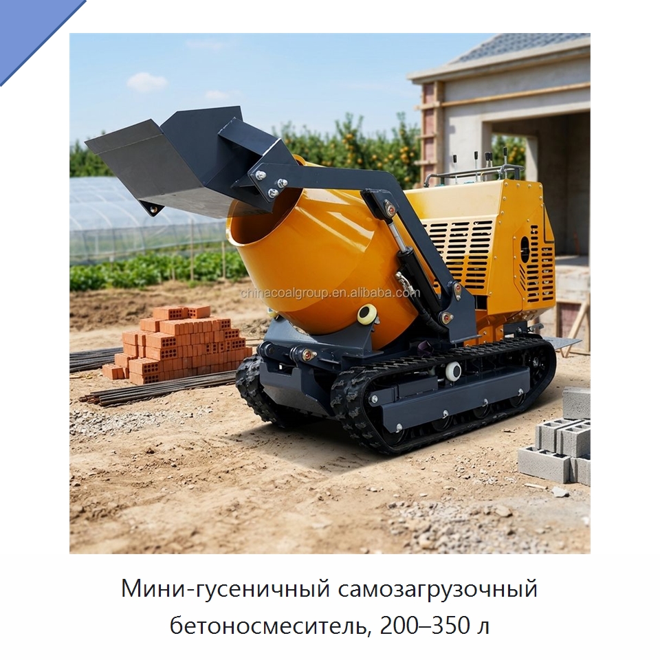 Мини-гусеничный самозагрузочный бетоносмеситель, 200–350 л — Оборудование для работы с бетоном