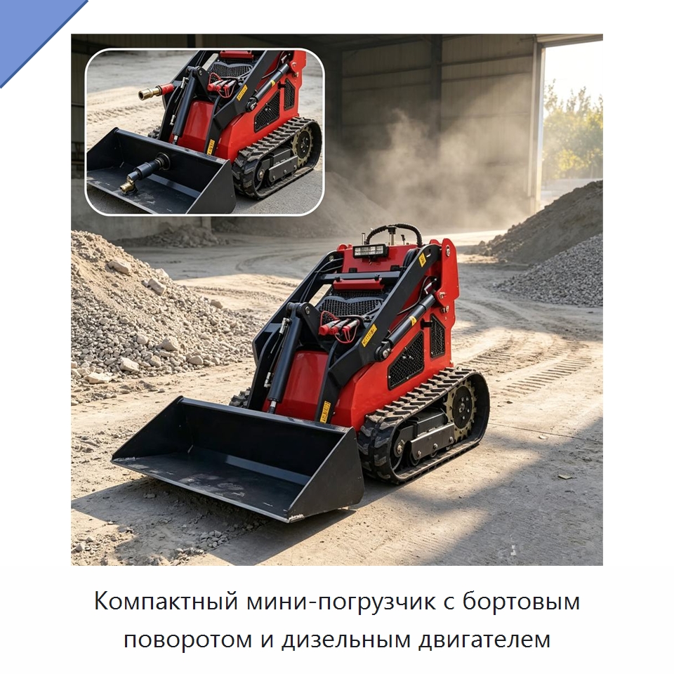 Компактный мини-погрузчик с бортовым поворотом и дизельным двигателем — Землеройная техника