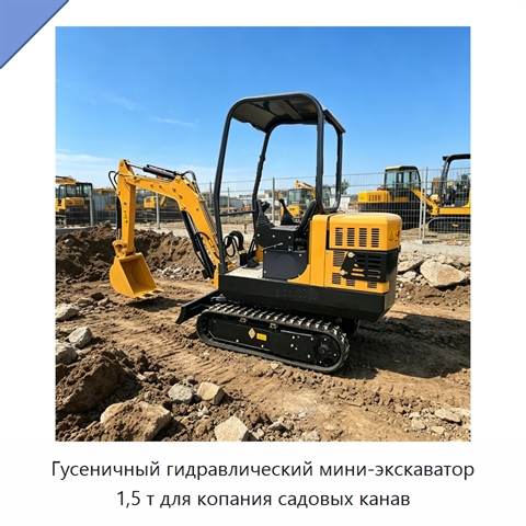 Гусеничный гидравлический мини-экскаватор 1,5 т для копания садовых канав