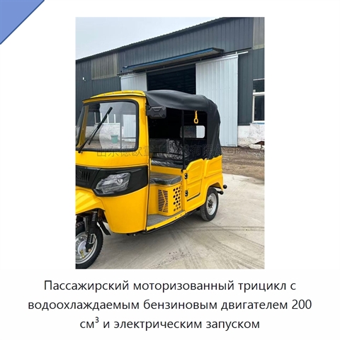 Пассажирский моторизованный трицикл с водоохлаждаемым бензиновым двигателем 200 см³ и электрическим запуском