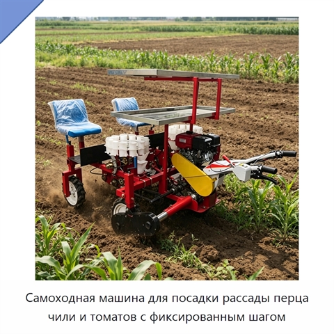 Самоходная машина для посадки рассады перца чили и томатов с фиксированным шагом
