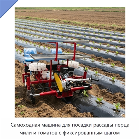 Самоходная машина для посадки рассады перца чили и томатов с фиксированным шагом