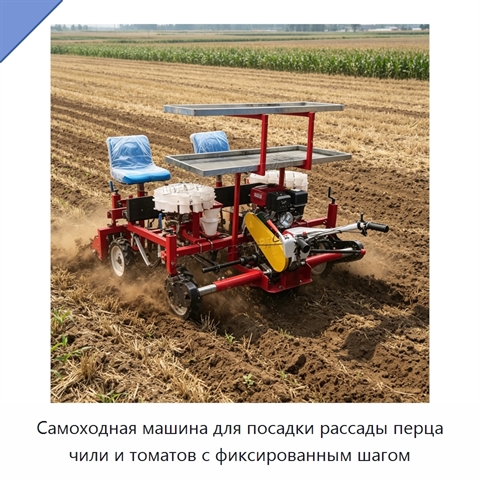 Самоходная машина для посадки рассады перца чили и томатов с фиксированным шагом