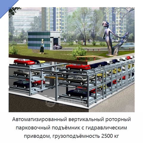 Автоматизированный вертикальный роторный парковочный подъёмник с гидравлическим приводом, грузоподъёмность 2500 кг