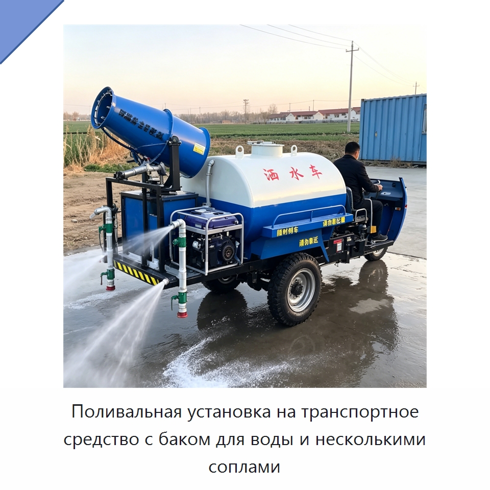 Поливальная установка на транспортное средство с баком для воды и несколькими соплами — Коммунальная техника
