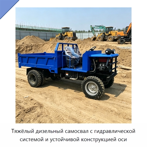Тяжёлый дизельный самосвал с гидравлической системой и устойчивой конструкцией оси