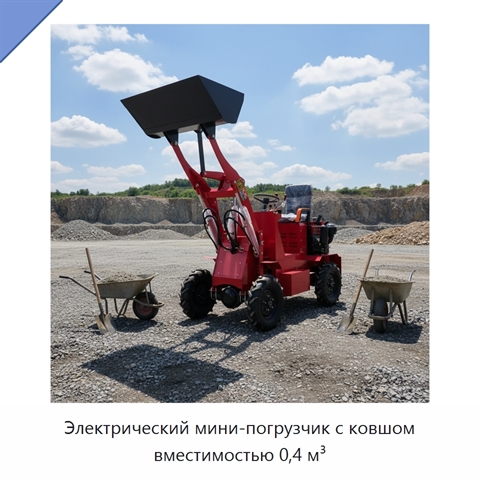 Электрический мини-погрузчик с ковшом вместимостью 0,4 м³
