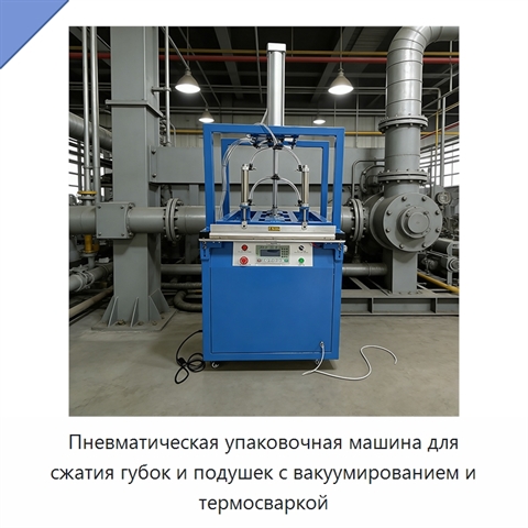 Пневматическая упаковочная машина для сжатия губок и подушек с вакуумированием и термосваркой