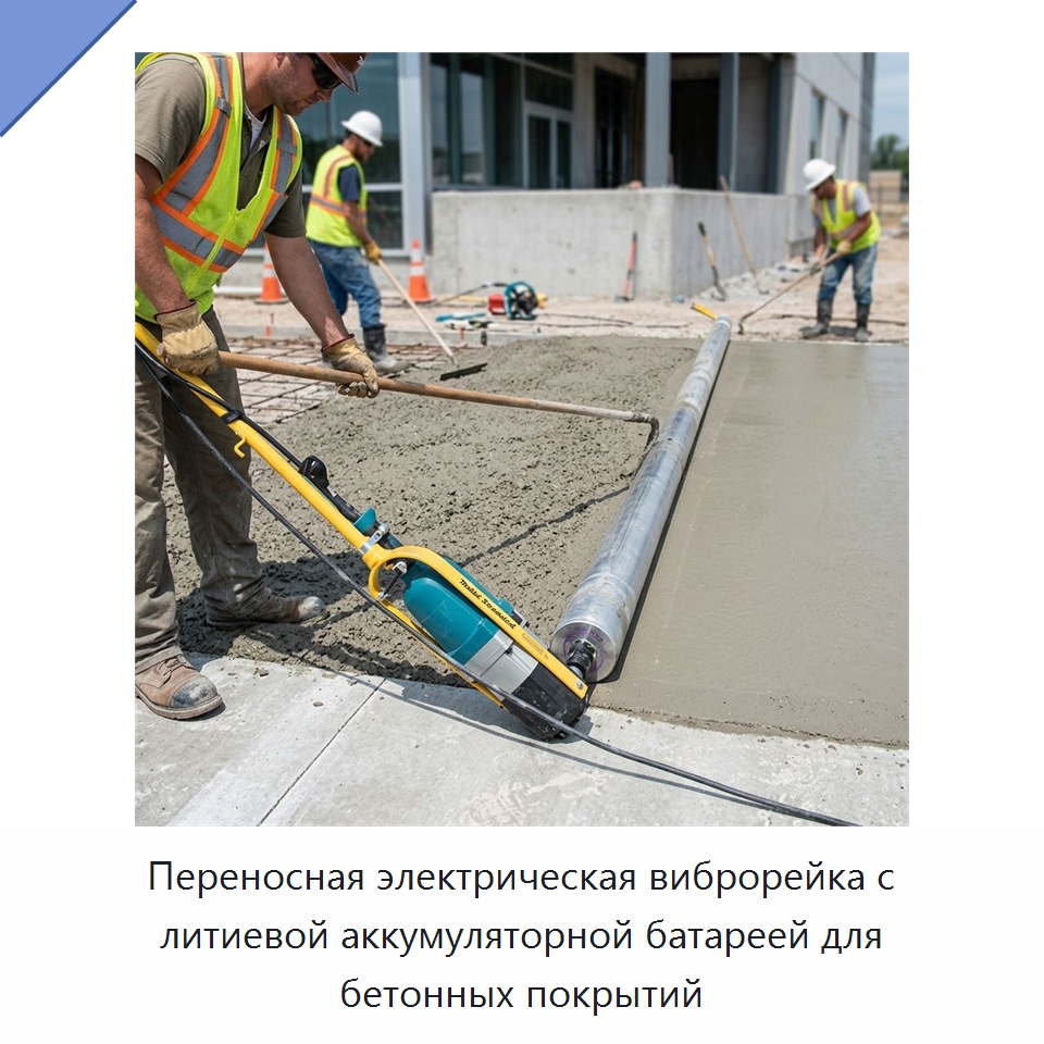 Переносная электрическая виброрейка с литиевой аккумуляторной батареей для бетонных покрытий — Оборудование для работы с бетоном