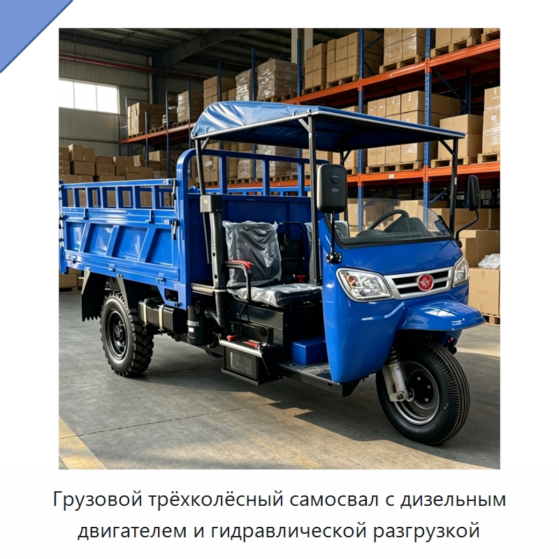 Грузовой трёхколёсный самосвал с дизельным двигателем и гидравлической разгрузкой — Специальная строительная техника