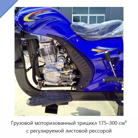 Грузовой моторизованный трицикл 175–300 см³ с регулируемой листовой рессорой